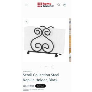 Home Basics Scroll Collection Black Steel Napkin Holder